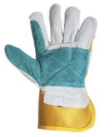 Перчатки желтые/серые/зеленые комбинированные кожаные с хб подкладкой XL JETA SAFETY JK700/XL
