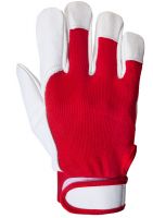 Перчатки кожаные рабочие цвет красный/белый Mechanic размер M JETA SAFETY JLE301-8/M