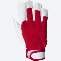 Перчатки кожаные рабочие цвет красный/белый Mechanic размер S JETA SAFETY JLE301-7/S-Jeta