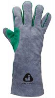 Перчатки сварщика с крагой, цвет серый/темно-зеленый, размер XL JETA SAFETY JWK501-XL